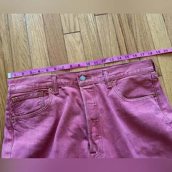 Levi’s 501 White Oak Cone Denim Jeans Red Light Wash Button Fly Classic Colorful - Picture 8 of 14